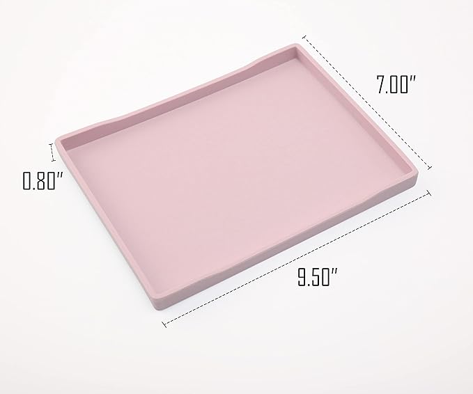 Pink Small Serving Tray (9.5 x 7 inch), Countertop Organizer for Bathtub Bathroom Vanity Items, Serving Accessory, Coffee, Drinks, Tea, Party, Spa, Perfume and Display Use.
