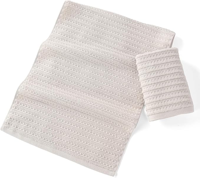 sense gnosis Light Grey Waffle Hand Towel Set of 2 Super Soft 100% Cotton Terry Striped Pattern Ultra Absorbent Hand Towel for Bathroom 13 x 29 Inch