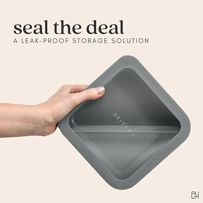 Ceramic Coated Glass Food Storage Container | No PTFE, PFOA, PFAS, and BPA | Reusable Non Toxic Meal Prep Container with Glass Lid | Easy To Store | 5 Cup Square [Smoke]