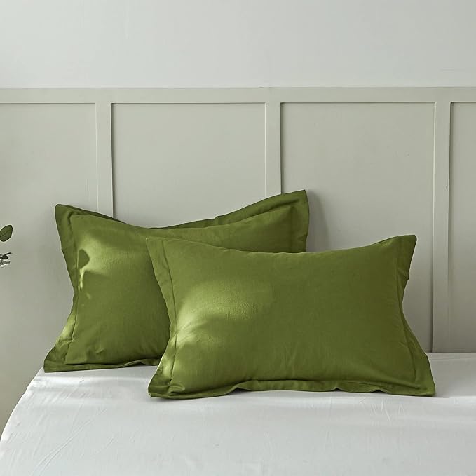 Simple&Opulence French Linen Duvet Cover Set 68" x 86"- 2 Pieces (1 Comforter Cover,1 Pillowcase)- Natural Flax Cotton Blend-Solid Color Breathable Farmhouse Bedding-Forest Green, Twin