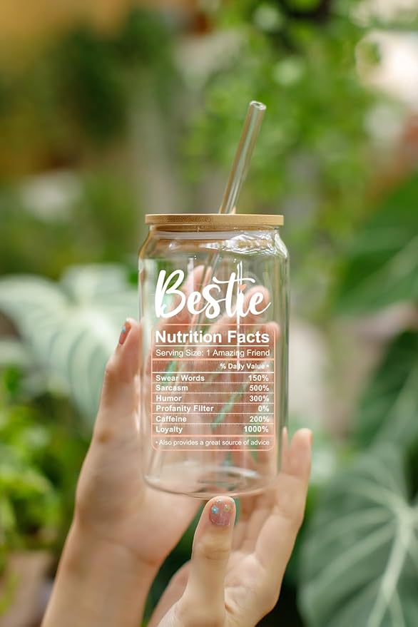 NewEleven Christmas Gift For Friends, Bestie - Gifts for Women Friendship - Unique Friendship Gifts For Women, Friend, Bestie, Bff, Soul Sister, Work Bestie - 16 Oz Coffee Glass