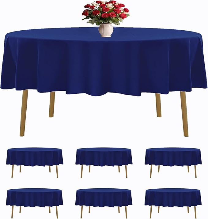 6 Pack Royal Blue Round Tablecloths 108 Inches Table Cloth Stain and Wrinkle Resistant Washable Polyester Table Cover Fabric for Party, Wedding,Dining,and Banquet Decoration