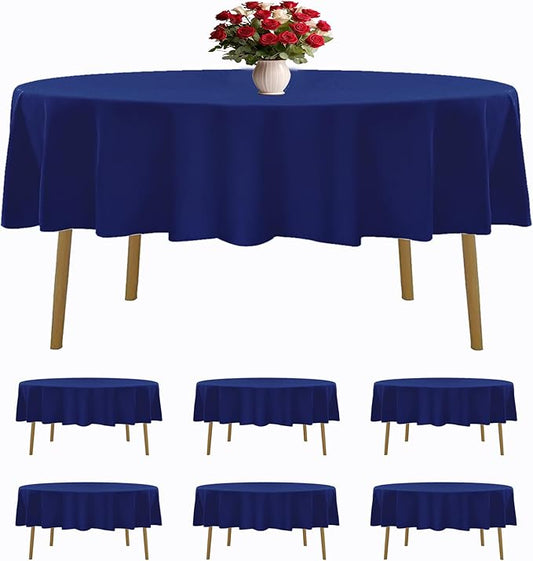 6 Pack Royal Blue Round Tablecloths 108 Inches Table Cloth Stain and Wrinkle Resistant Washable Polyester Table Cover Fabric for Party, Wedding,Dining,and Banquet Decoration