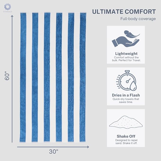 Cotton Turkish Beach Towel with Towels Oversized 36"x72" Pool Absorbent Extra Large Quick Dry Sand Travel Towel (Cabana Mix, 4 Pack)