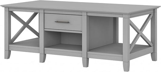 Bush Furniture Key West Coffee Table with Storage in Cape Cod Gray