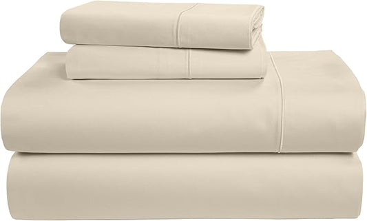 LANE LINEN 100% Egyptian Cotton Queen Sheet Set, Soft & Comfy Hotel Like Thick Fully Elasticized Mercerized Cotton Queen Size Set, No Pill Fade Resistant Queen Sheets, 15" Deep Pocket - Summer Sand