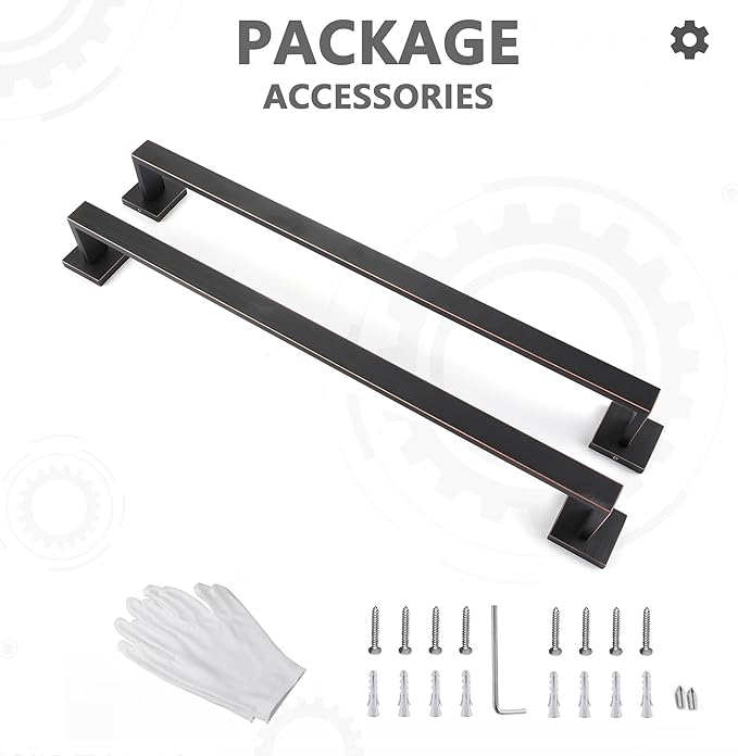 LANC ORB 24-Inch Bath Towel Bar 2 Pack Bathroom Kitchen Single Towel Rack Oil Rubbed Bronze Towel Holder Wall Mounted Towel Hanger Towel Rod Stainless Steel Towel Rail, A8804-6ORB