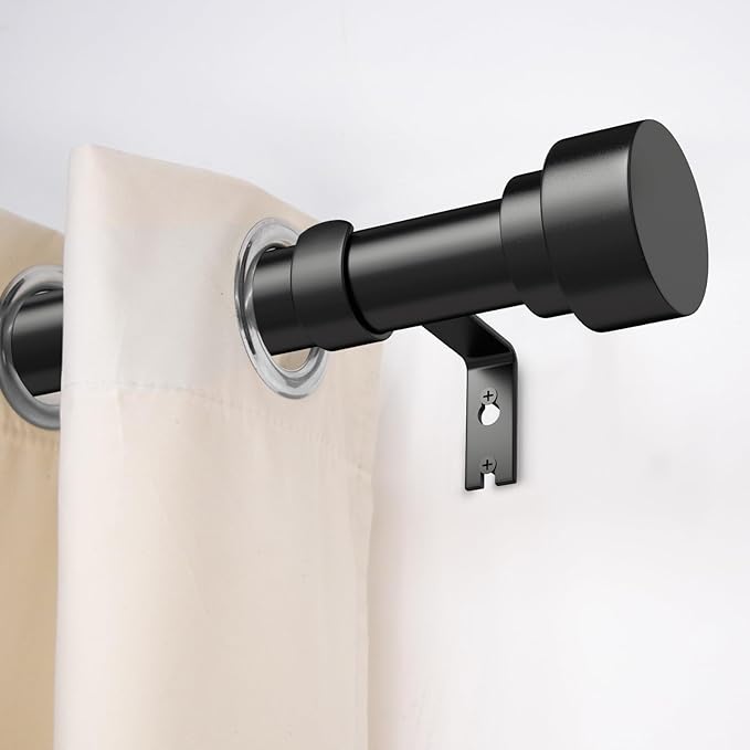 2 Pack Curtain Rods for Windows 28 to 48, 1 Inch Adjustable Black Heavy Duty Window Curtain Rod for Bedroom Living Room, Modern Drapery Rods with End Caps, Size 32"-60"
