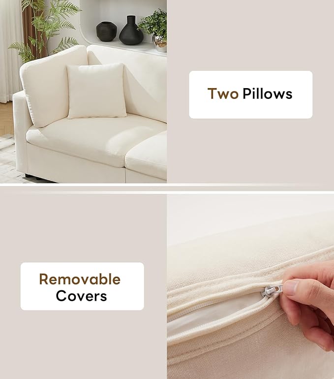 Tbfit Modern Sectional Sofa, Down-Filled Cushions, Extra Comfy Cloud Couch for Home, Living Room, Beige
