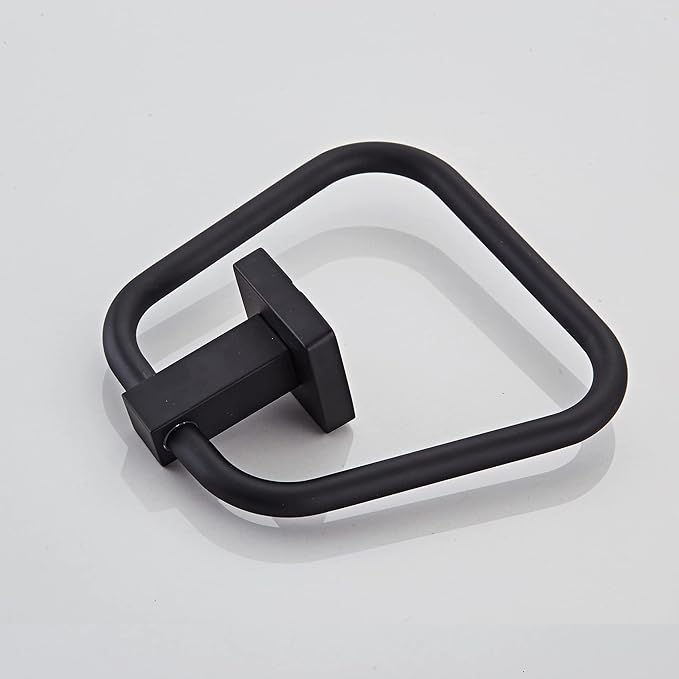 Matte Black Towel Ring for Bathroom 2 Pack, Kitchen Bath Towel Holder Hangers Wall Mount Heavy Duty Stainless Steel