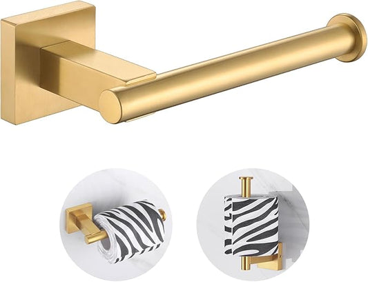 Suyar Brushed Gold Toilet Paper Holder, SUS 304 Stainless Steel Bathroom Toilet Paper Roll Holder Wall Mount