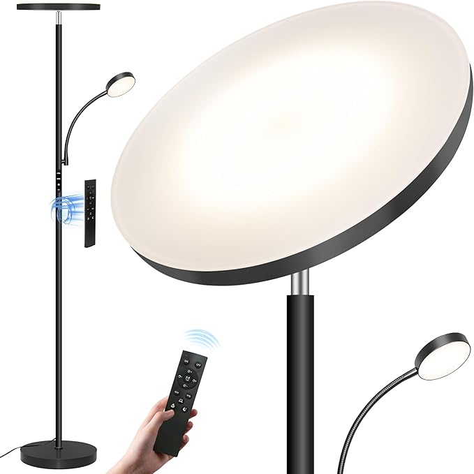 Floor Lamp-42W/4200LM Super Bright Floor Lamp,Dimmable 2-in-1 LED Floor Lamp with Reading Light,69" Tall Standing Lamp with Remote & Touch Control,Modern Floor Lamps for Bedroom,Living Room,Office