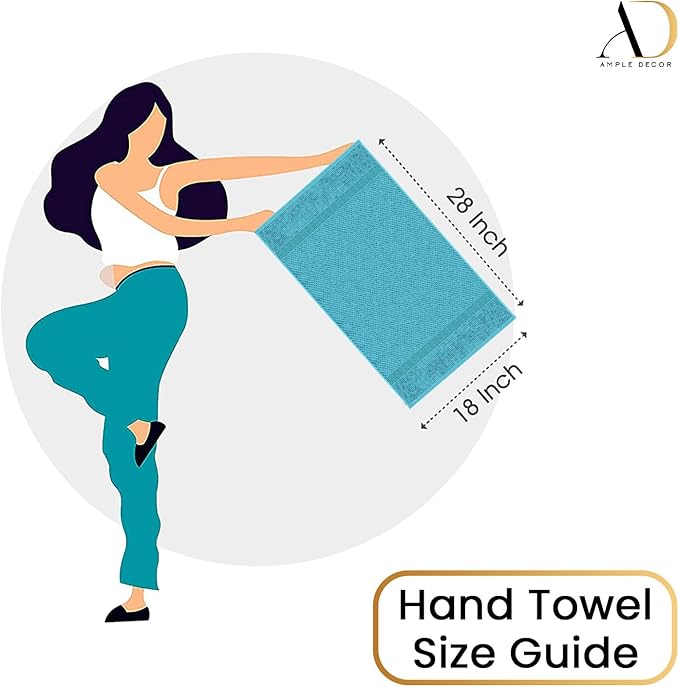 Ample Decor 100% Cotton Sky Blue Hand Towels for Bathroom - Highly Absorbent, Popcorn Textured - 12Pcs 18 X 28 Inch