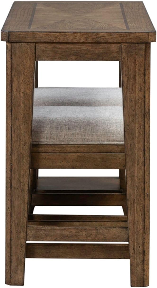 Liberty Furniture Carolina Park Alt 3 Piece Set for Living Room - Console Table, 2 Stools - Amber Brown Oak