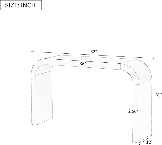 Curved Console Table 52-Inch Modern Narrow Entryway Sofa Table for Living Room Entrance Hallway Furniture, White