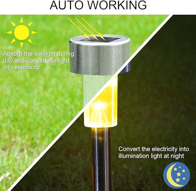 SOLPEX Solar Garden Lights Outdoor, 6 Color 12 Pack Stainless Steel Led Pathway Lights,Halloween/Christmas Solar Decorative，Christmas Decor for Patio, Lawn, Yard,Landscape and Walkway