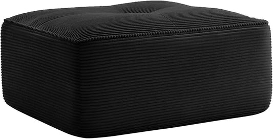 Black Ottoman for Modular Sectional Sofa, Corduroy Deep Seat for Oversized Compressed Boneless Sectional Couches for Living Room Bedroom Apartment, Cloud Sofa Couch Set, Memory Foam, No Assembly