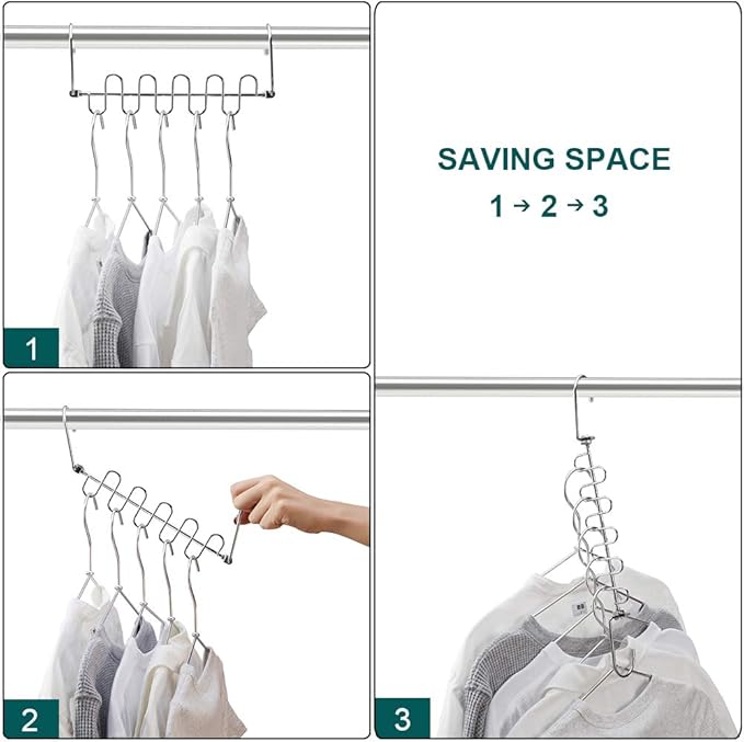 Meetu Closet Organizer - 9.5 Inch Cloth Hanger Magic Space Saving Hangers for Wardrobe Organization (Pack of 6)