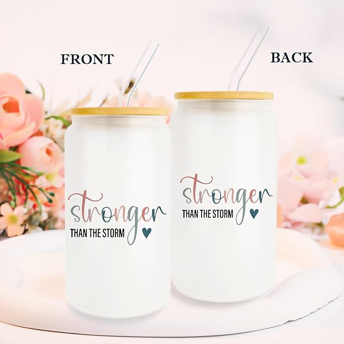 Inspirational Quotes Gift, Positive Gifts for Women Friends Bestie, Motivational Gifts Iced Coffee Cup, Inspiration Gift for Christmas Birthday Boss Day, 16oz Glass Cup with Lid and Straw