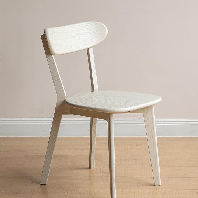 White Wood Dining Chair,FAS Grade Oak Dining Chair, Sturdy Outer Sword-Leg Design in White Finish for Dining Room,Restaurant, Cafe, and Modern Home Kitchen,Easy Assembly,400 lb Capacity