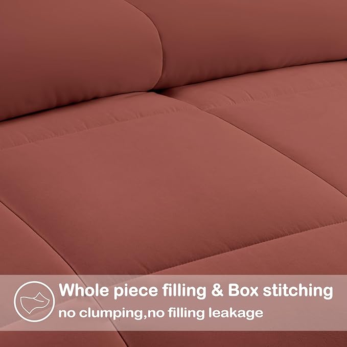 EASELAND King Size Down Alternative Comforter - Quilted Duvet Insert for All Seasons, Soft Lightweight with Corner Tabs, Summer Winter Warm Bedding, Terracotta 90x102 Inches