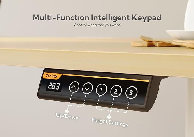 Claiks Electric Standing Desk, Adjustable Height Stand up Desk, 55x24 Inches Sit Stand Home Office Desk with Splice Board, White Frame/Nature Top