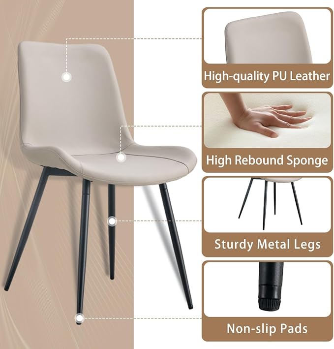 Small Dining Table Set for 4, 50'' Sintered Stone Dining Table with 4 Chairs, Easy to Assemble, Suitable for Small Spaces