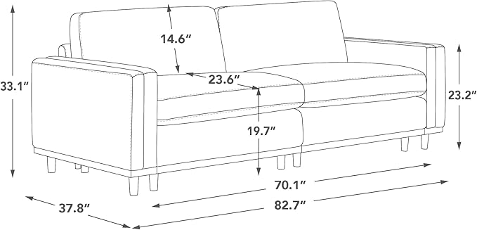 CHITA 83" Super Large Luxury Loveseat Sectional Modular Sofa, FSC Certified Down Filled Modern Sofa, Deep Seat Comfty Cloud Couch, 2 Seat Couch, Solid Wood Leg, Faux Leather in Camel