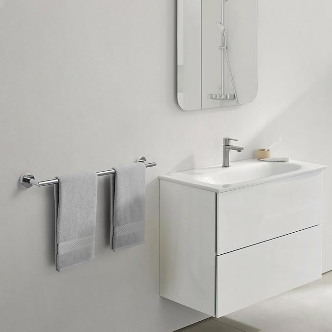 Chrome Towel Bar 18 Inch Bathroom Towel Racks Wall Mounted Bath Towel Holder Modern Home Decor Towel Rod Towel Hanger Stainless Steel Bathroom Accessories Towel Rail Single Towel Bars Polished Chrome