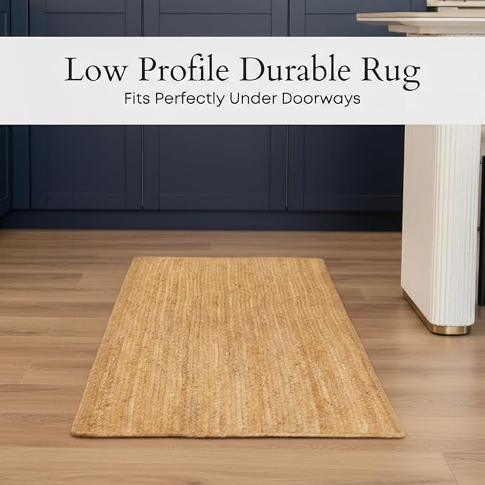 Jute Rug 2x3 Natural Farmhouse Entryway Rug, Door mat & Kitchen Mat with Non‑Slip Backing, Indoor Door Mat for High‑Traffic Areas – Earthy 2x3 Rug for Entryway & Kitchen Decor