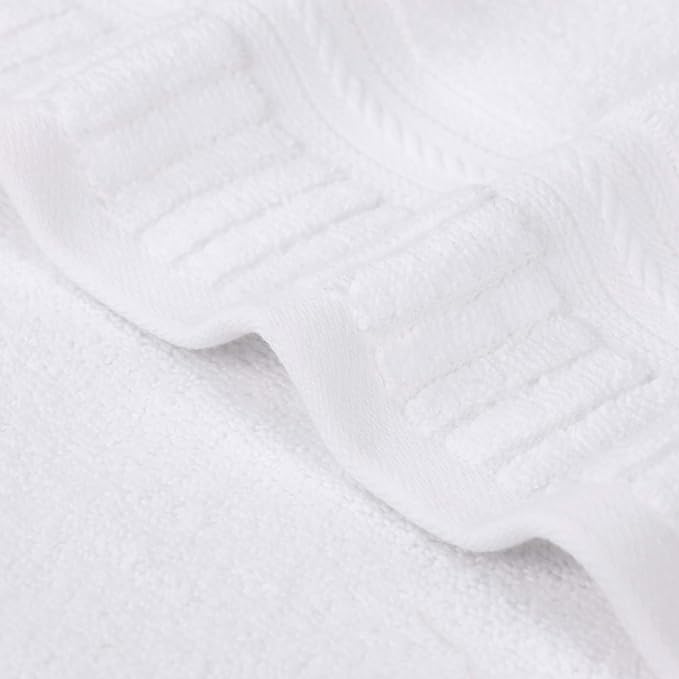 Superior Venice Zero Twist Cotton Medium Weight Small Towels, for Kitchen, Bathroom, Shower, Spa, Plush Essentials, Ribbed Textured Border, Face Towels Washcloths, Set of 12, White