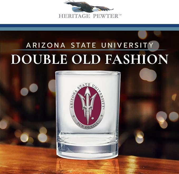 Heritage Pewter Arizona State Double Old Fashion | Double Rocks Glass 14 OZ for Liquor | Expertly Crafted Pewter Glass