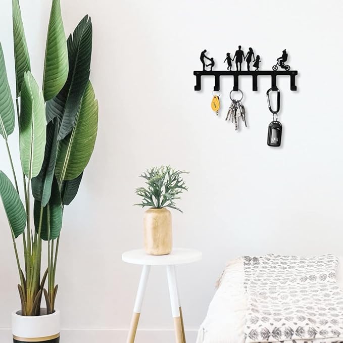 Myartte Zinc Alloy Key Organizer Rack with Screws and Stickers - Wall Decorative Key Hooks for Entryway, Kitchen, Bedroom