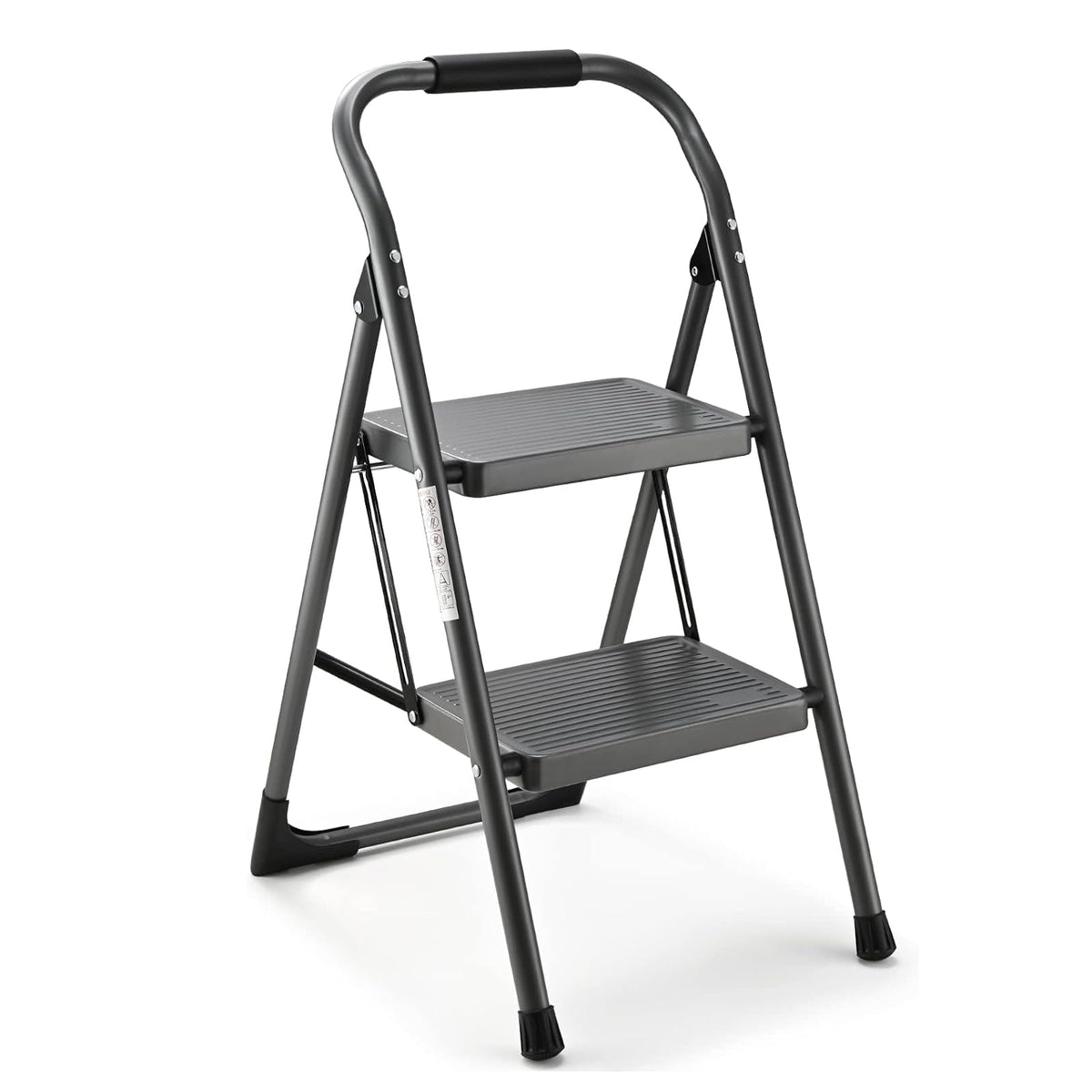 Step Stool for Adults,2 Step Ladder Folding 330lbs Anti Slip Step Stool,Foldable Ergonomic 2 Steel Stool with Wide Pedal for Home, Kitchen, Office (Gray)