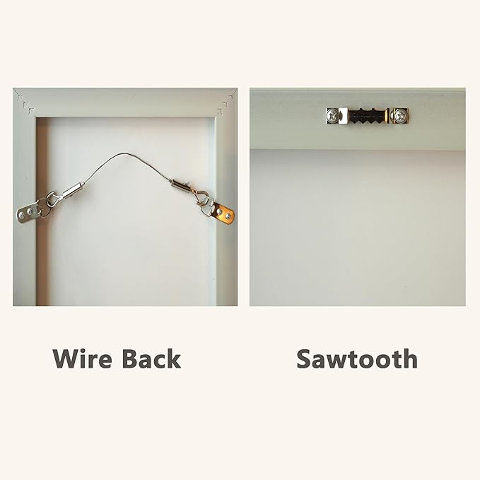 Picture Hangers for Sawtooth/Wire Back Frames, 8 Sawtooth Picture Hangers/Wire Back Hangers, 12 Large Removable Adhesive Strips, Damage Free Picture Hanging Hooks Heavy Duty, No Nails Picture Hooks