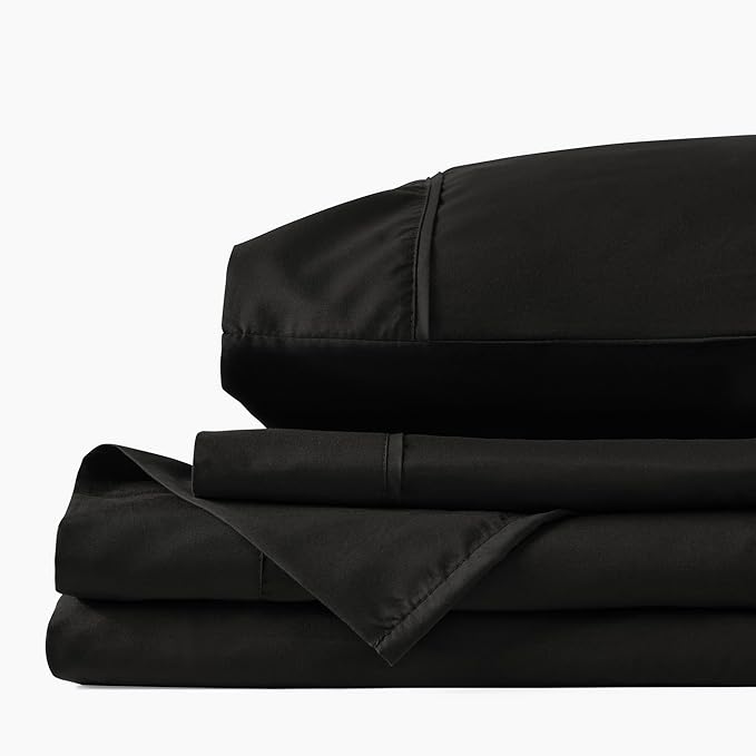 PeachSkinSheets Midnight Black Sheet Set - 1500tc Level of Softness - Extra Soft Cooling Sheets for Hot Sleepers and Night Sweats - Full Size