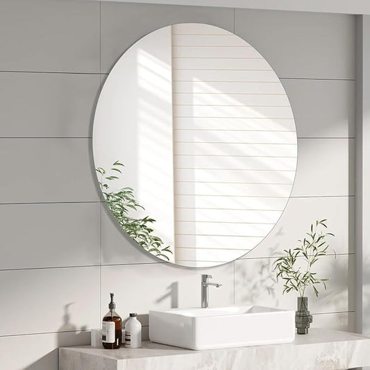 Round Bathroom Medicine Cabinet, 30 Inches Frameless Circle Mirror Cabinet Wall Mounted Cabinet with Surface Mount Installation