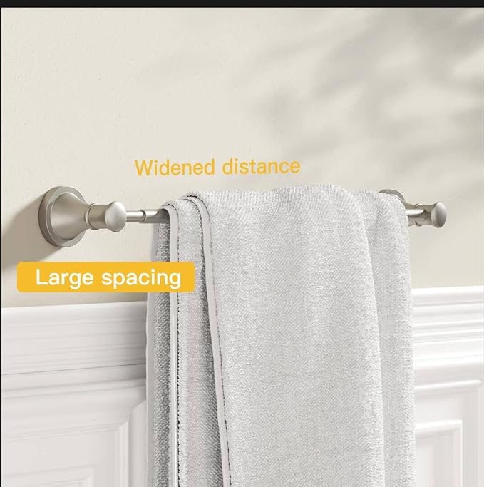 BESy Adjustable Bronze 16 to 26 Inch Bath Towel Bar Rack for Bathroom Towel Holder, Wall Mounted Towel Bar Rod Hanger Bathroom Hardware Accessories Hotel Style, Stainless Steel, Brushed Nickel