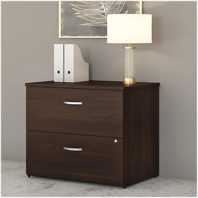 Bush Business Furniture Studio C 2 Drawer Lateral File Cabinet in Black Walnut - Assembled, Locking Document Storage for Home or Professional Office