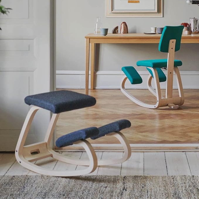 Varier Variable, The Original Kneeling Chair, Ergonomic Chair, Natural/Red, 10 Year Warranty, Design by Peter Opsvik