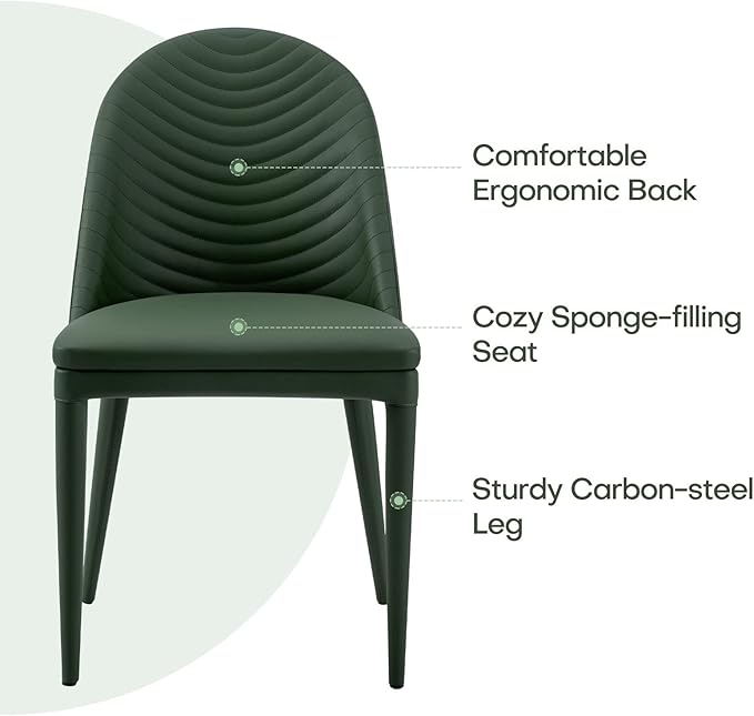 Dining Chairs Set of 4, Modern Full Assembled Faux Leather Upholstered Kitchen ChairaSide Chair with Backrests, Dinner Chairs for Kitchen Dinning Room, Jade Green