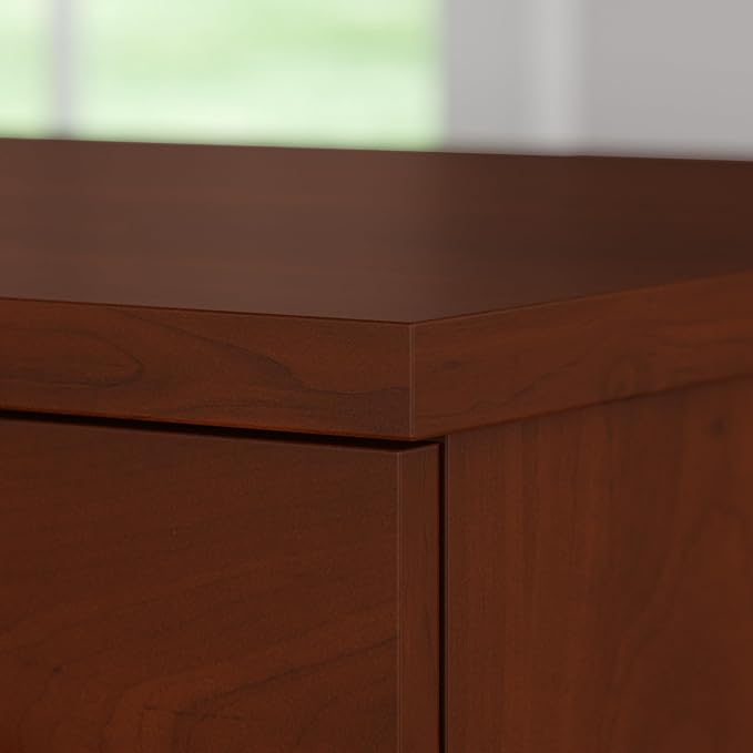 Bush Furniture Somerset 72W 3 Position Sit to Stand L Shaped Desk with Hutch in Hansen Cherry | Adjustable Height Table for Home Office