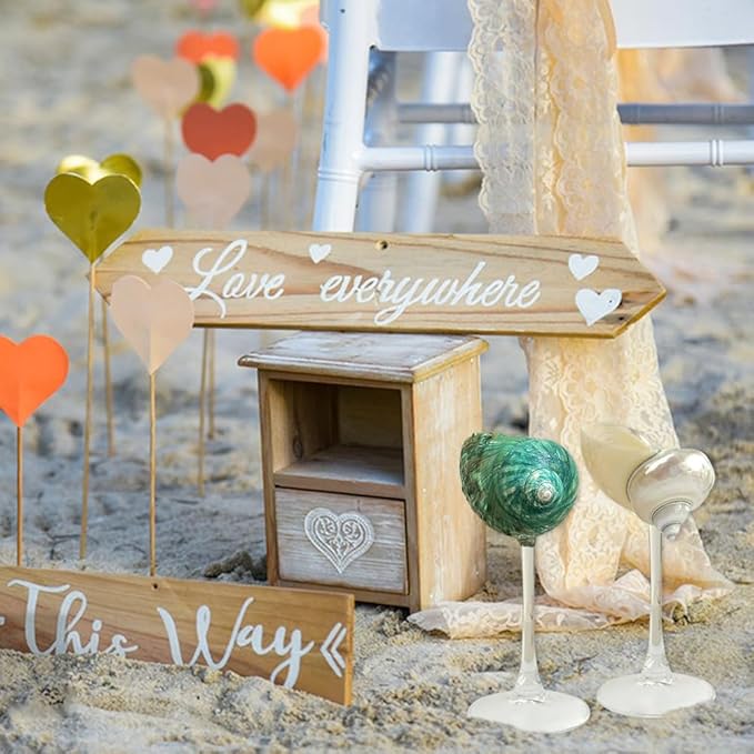 2Pcs Seashell Wine Glasses Wedding Wine Glasses Conch Goblet Martini Cocktail Glass Cup for Birthday Wedding Beach Bridesmaids Anniversary Party(B)