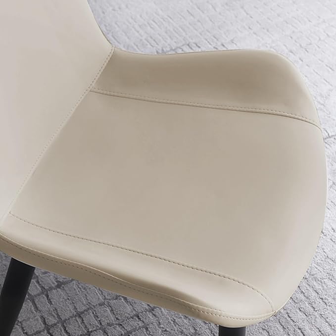 Dining Chairs, Modern PU Leather Dining Room Chair with Sturdy Metal Legs, Upholstered Seat Dinner Chairs Accent Side Chairs for Indoor Kitchen Living Room (Light Grey, Set of 4)