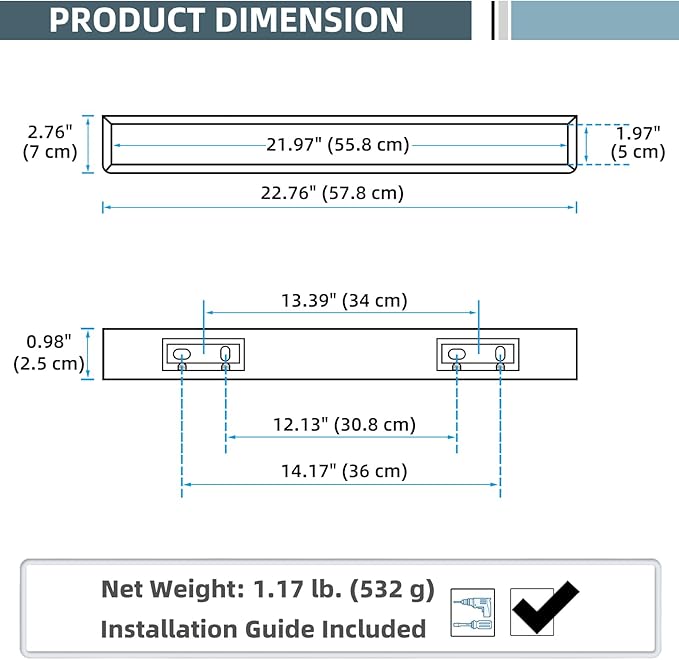 APLusee 22.8" Bathroom Towel Bar, 304 Stainless Steel Wall Mounted Towel Holder, Brushed Gold Towel Rack for Bathroom Kitchen, Modern Heavy Duty Design