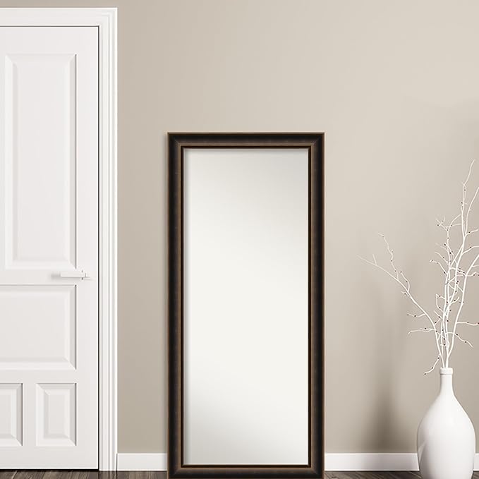 Amanti Art Bronze Full Length Mirror, 66x30 Villa Oil Rubbed Bronze Tall Free Standing Body Wall Mirror Full Length for Dressing, Casual Wood Frame, Lean on Floor or Hang, Wall Decor