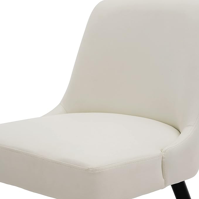 MINCETA Dining Chair,Morden Wood Leg Upholstered Kitchen Chair Set of 2,PU in Cream White