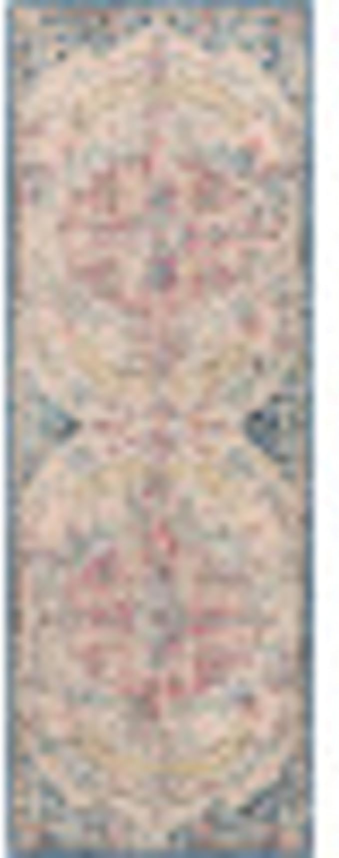 Livabliss Area Rugs - 3x7 Odelia Vintage Boho Aqua Burgandy Blue Runner Area Rug for Living Room Bedroom - Floral Medallion Stain Resistant Carpet for Kitchen, Nursery, Office (2'7" x 7'3", Runner)