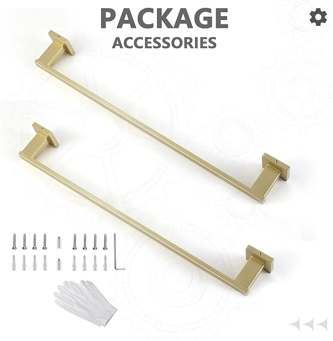 LANC Gold Towel Bars for Bathroom Wall Mounted 20-Inche Brushed Gold Bath Towel Racks Stainless Steel Towel Rod for Bathroom Kitchen Towel Holder Towel Hanger Towel Rail, 2 Pack A9010BG-L5P2