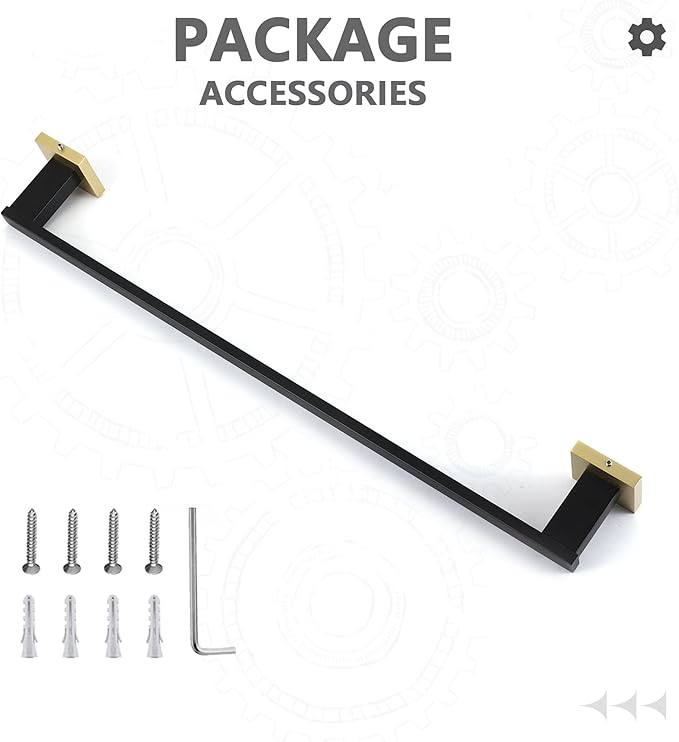 LANC 24-Inche Bathroom Towel Bar for Bathroom Wall Mounted Matte Black and Gold Bath Towel Rack Stainless Steel Towel Rod for Restroom Hotel Towel Holder Towel Hanger, A9010GK-L6